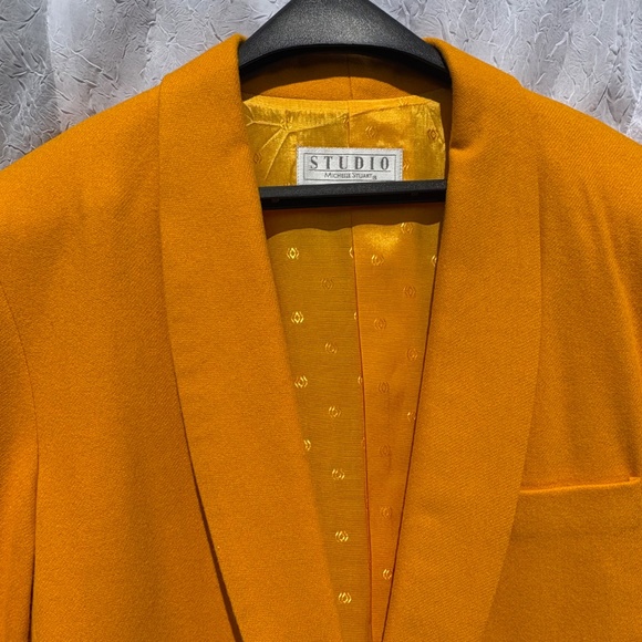 NWOT 80s Vintage Yellow Wool Studio Michelle Stuart Blazer Small Oversized - Picture 7 of 13